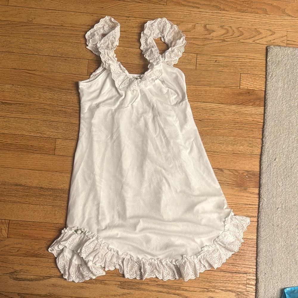 Cider White  Eyelet Ruffle Trim dress